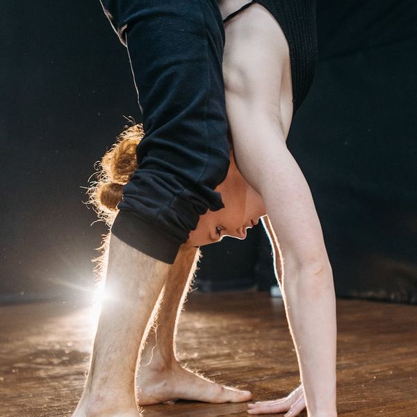 Athlete demonstrating balance and control in a dynamic pose.
